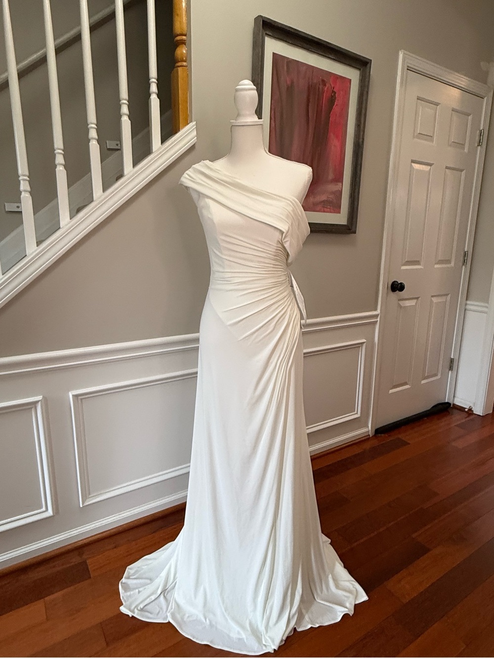 NWT - IEENA for MAC DUGGAL- Fold Over Off-the-Shoulder Slit Gown - Size 0